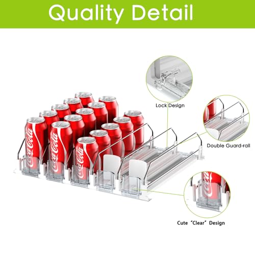 Drink Organizer for Fridge,Self Pushing Fridge Drink Organizer,Automatic Drink Dispenser for Fridge-Holds up to 25 Cans - style: 5 Rows