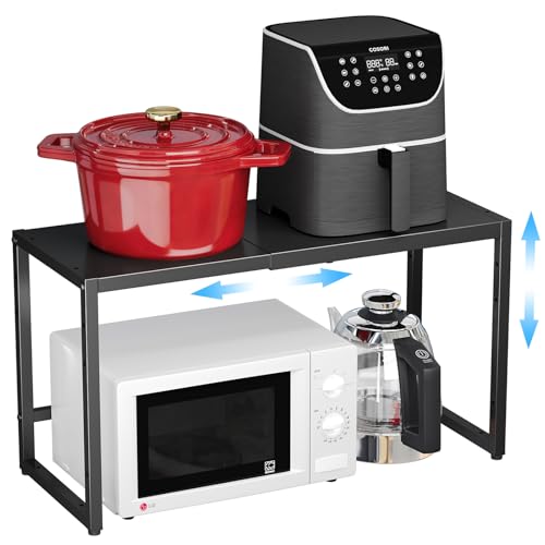 Expandable 110 LBS Heavy Duty Storage Shelves,Metal Shelving Unit for Pots Pans Microwave Small Appliance,Adjustable Storage Rack Shelf Organizer For Kitchen Garage Warehouse Cabinet Closet Pantry - color: Black, size: 1 Tier：11.8"D x 28.9"W x 16.3"H