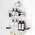 REINHARDT Shower Caddy Hanging, Rustproof Shower Caddy Anti-Swing Shower Organizer No Drilling Showers Racks with Soap Holder Multi Hooks Bathroom Storage for Shampoo Sponge, White - color: White