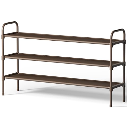Kitsure Extra-Long Shoe Rack for Closet, Shoe Organizer for Front Door Entrance, Stackable Shoe Shelf, Detachable Closet Organizers and Storage, 39.0" Wide - 3 Tier, Brown - color: Brown, size: 39.0" Wide - 3 Tier