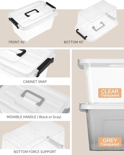 NUMIFUN Plastic Storage Bins With Lids 6 Pack Storage Organizer Bins, 7 Quart Stackable Storage Bins with Lids and Black Handle Buckle Easy for Home Office Organization, White - color: White