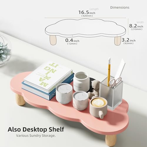 AFOOYO Monitor Stand Riser,Cloud Shape Wood Computer Monitor Stand, 16.5IN Monitor Stand Riser, Multi-Purpose Desktop Organizer Riser for Computer,Laptop,Printer,TV,Pink - color: Pink, size: Cloud