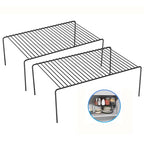Large(15.7 x 9.4 inch)Black Cabinet Storage Shelf Rack Set of 2, Rustproof Metal Wire Kitchen Counter Organizers and Storage, Spice Organization for Cabinet, Plate, Dish, Pantry, Bathroom, Fridge - size: 2Pack-Black-15.7 x 9.4 inch