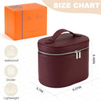 Makeup Bag Vanity Case Cosmetic Bag with Removable Divider Travel Toiletry Bag for Women Portable Make up Box Organizer, Burgundy - color: Wine