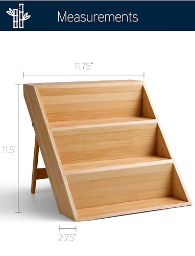 RoyalHouse Bamboo Spice Rack Organizer for Kitchen Cabinet, Countertop Display Shelf- 3 Tier Shelf -Space Organizer for Kitchen and Bathroom - color: Bamboo Spice Organizer Rack Pack of 1