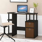 FURINNO Jaya Computer Study Desk with Bin, Brown - color: Espresso