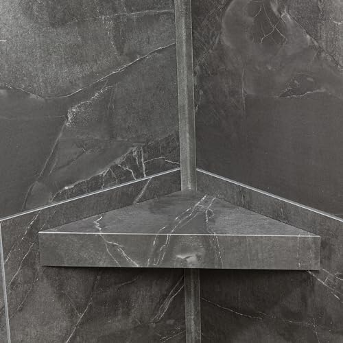 Palisade Vinyl Waterproof Corner Shower Shelf in Cracked Slate/Urban Quarry - color: Cracked Slate/Urban Quarry