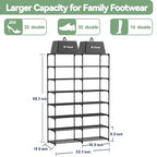 Large Shoe Rack Organizer, 2-Row 8-Tier Tall Shoe Storage Shelf for Closet, Entryway, Garage, Metal Free Standing Shoe Holder for 28-32 Pairs Shoes, Sturdy Stackable Shoe Stand for Bedroom - size: 2 Row 8 Tier
