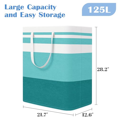 BlissTotes 3-Pack Laundry Basket, Freestanding＆Waterproof Laundry Hamper, Collapsible Tall Clothes Hamper with Easy Carry Handles for Clothes, Towels in the Family and Dorm,Gradient Green,125L - color: Green, size: 125L