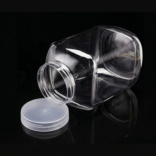 ZOOFOX 2 Pack Clear Plastic Jars, 1.5 Gallon Square Storage Containers with Screw-On Lids, Refillable Empty Jars for Kitchen & Household Storage of Dry Goods, Peanut, Candy, Airtight