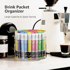 2-Pack Divided Drink Packet Organizer, Rotating Turntable Organizer, Spinning Powdered Drink Mix Holder, Clear Lazy Susan Turntable, Divided Water Drink Packet Storage Organizer - size: 2 Pack - 4 Section