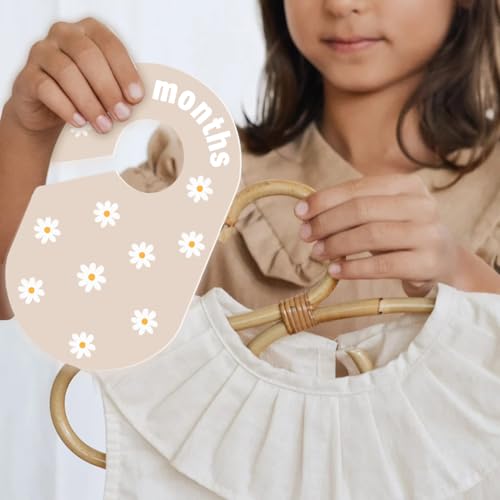 Baby Closet Divider, Baby Wardrobe Organizer, Double-Sided Minimalist Cute Design, Nursery Decor Clothes Hanger Dividers for Sorting 8 Sizes from Newborn to 12+ Months - color: Beige