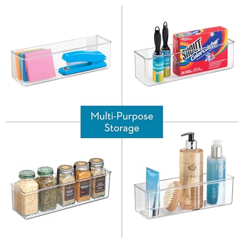 iDesign Adhesive Organizer Bin - Damage-Free Hanging for Kitchen, Bathroom, or Office - Set of 4 - Clear - style: Pack of 4