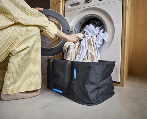 Joseph Joseph Hold-All, Collapsible 35L/9.25 Gallon Washing Laundry Basket Bag, Durable Fabric, Moisture Resistant - Carbon Black - color: Black, size: 35L