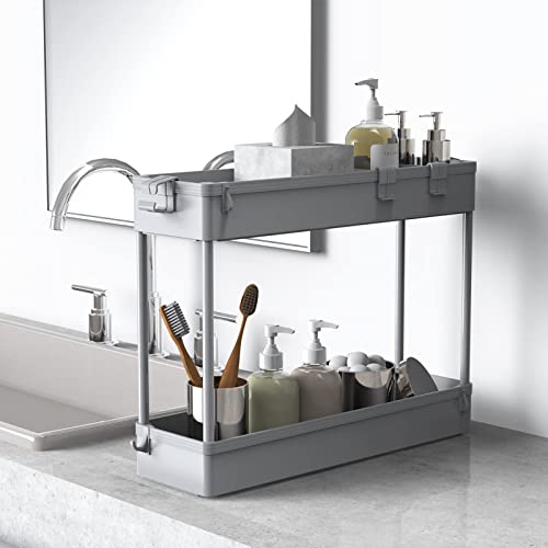 SPACELEAD Slim Storage Cart 4 Tier,Bathroom Organizer Rolling Utility,Mobile Shelving Unit Slide Out for Office, Kitchen, Laundry Room & Narrow Places,Gray - color: Grey