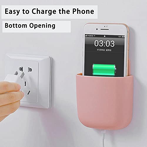 3 Pack Remote Control Holder Wall Mount Holders Hole-Free Phone Charging Organizer Pen Storage Containers For Home Office School Supply Storage (Dark Pink) - color: Dark Pink