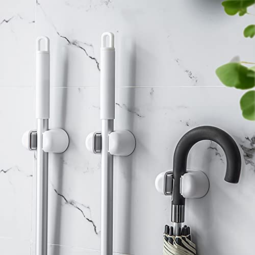 BEZOX Broom Holder, 3 PCS Wall Mount Mop Organizer Gripper, Self-adhesive Cleaning Suppliers Hanger Stands Rack for Bathroom, Kitchen, Garden, Garage Organization Storage - style: Classic
