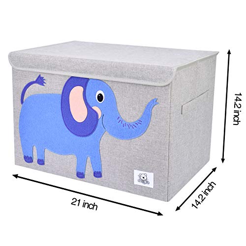 CLCROBD Foldable Large Kids Toy Chest with Flip-Top Lid, Collapsible Fabric Animal Toy Storage Organizer/Bin/Box/Basket/Trunk for Toddler, Children and Baby Nursery (Elephant) - color: Elephant
