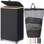 Goodpick Laundry Basket with Wheels, 100L Rolling Laundry Hamper with Lid Clothes Hampers with Removable Wash Bag Large Clothes Basket for Bedroom, Bathroom, Black - color: Black, size: 100L (17.3"L x 13"W x 29.5"H)