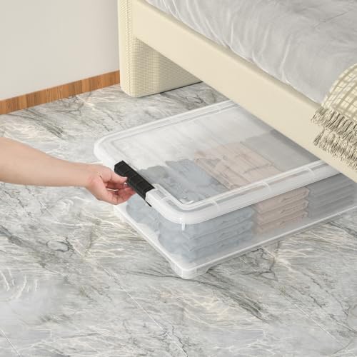 20L Under Bed Storage Containers, Closet Organizers and Storage Bins, Under Bed Storage Box with Wheels, Set of 4 - size: 20L