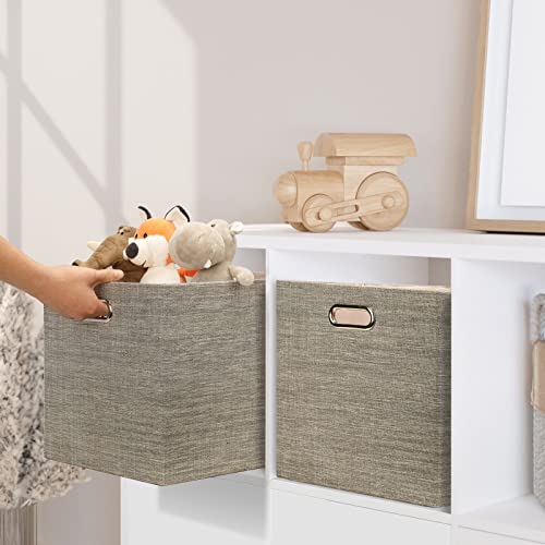 Posprica 13x15x13 Storage Cube Bins, Foldable Collapsible Storage Bins Boxes, Fabric Decorative Storage Baskets Organizer for IKEA Kallax, Shelves, Closet, Clothes, Toy, Set of 4-Coffee - color: Coffee