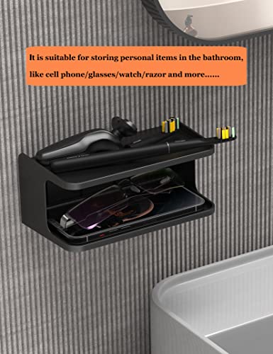 Bedside Shelf Accessories Organizer for Bedroom Bedside Wall Organizer Universal Bedside Shelf Wall Mount for Glasses/Remote/Earphone/Cell Phone and More (Black) - color: Black
