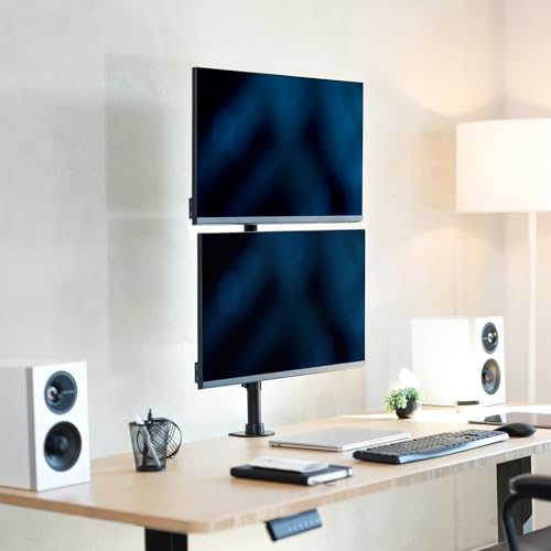 VIVO Dual Monitor Desk Mount Stand with Height Adjustment and VESA Plates for 2 LCD Ultrawide Screens up to 34 inches, Stacked Array, STAND-V002R - color: Black, size: up to 34" screens
