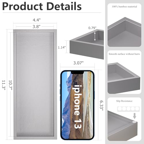 ZHWS Bathroom Vanity Tray for Toilet Tank, Perfume, Jewelry, Candle, Makeup, Decorative Tray, Kitchen Tray Counter Organizer for Soap Dispenser, Coffee Table Silver 11.3”L x 4.4”W x 1.14”H - color: Silver, size: 11.3" x 4.4" x 1.1"