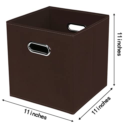 Fabric Cloth Storage Bins,Fabric Cube Bins Organizer with Dual Handles Foldable Cube Storage Baskets for Home Bedroom Storage,Set of 3,(Coffee) - color: Coffee, size: 3 Pack
