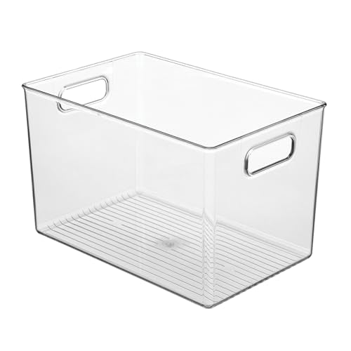 iDesign Storage Bins with Handles - Organizer Bins for Kitchen, Pantry, Bathroom, or Home Office - Set of 4 - Clear - style: Pack of 4