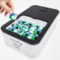 Skywin Laundry Pod Container with Slide Lid, 15 x 8.7 x 4.5 In, Holds 11 Pounds OR 120-150 Pods, Black with Print - color: Black with Print, size: 1 Pack