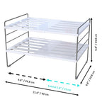 YAN & HIN 2 Pack Expandable Cabinet Organizer Shelf, 3-Tier Kitchen Cabinet Organizer for Tupperware & Food Container Storage, Adjustable Pantry Shelf Organizer for Bottles, Lids & Countertop - size: Set of 2