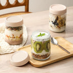 NETANY 6-pack 16oz Glass jars with Airtight Lids, Overnight Oats Containers with Lids, Wide mouth Mason Salad jars, Glass Food Storage Containers for Snacks Yogurt Spice Sugar-Beige - color: Beige-6pack-16oz