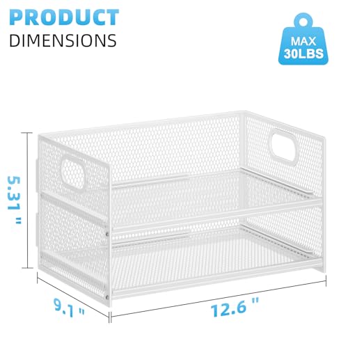 Marbrasse 2 Tier Paper Organizer Letter Tray, Mesh File Organizer with Handle, Paper Sorter Desk Organizer for Home Office Supplies - White - color: 2 Tier White