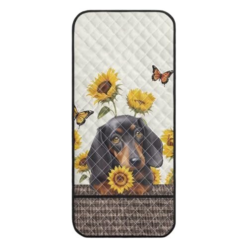 Dachshund Sunflower Butterfly Print Sofa Arm Slipcover Recliner Arm Covers with Organizer Pockets 44x20 inch Chair arm Cover Anti-Slip Furniture Protectors - color: Dachshund Sunflower Butterfly