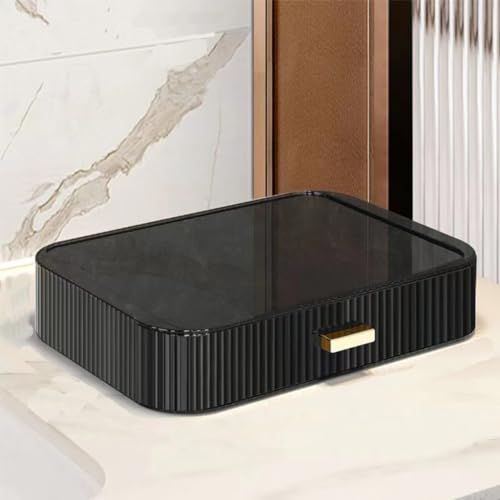 MIUOPUR Stackable Makeup Organizer Drawers, Bathroom Vanity Organizers and Storage, Ideal for Desk and Dresser Countertops, Great for Cosmetics, skincare, Lipsticks, Nail Care -Black - color: Clear Black, size: Drawer Only