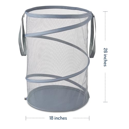 Seiritex Mesh Popup Laundry Hamper 115L Collapsible Laundry Basket Extra Large Capacity Foldable Clothing Storage Basket with Handles 26 H x 18 W x 18 L (Gray) - color: Gray-1