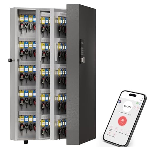 360-Key Smart Key Lock Box Wall Mount – Commercial Key Cabinet with App, Keypad, Bluetooth & WiFi Unlock (Sold Separately), Access Log Tracking, Key Management System for School, Office - size: 360 keys(Smart)