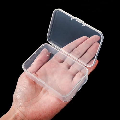 SATINIOR 100 Pcs Clear Plastic Beads Storage Containers Box Small Clear Boxes with Hinged Lid Plastic Case Mini Square Arts Crafts Storage Organizers for Small Items(3.27 x 2.13 x 1.02 Inch) - size: 3.27 x 2.13 x 1.02 Inch