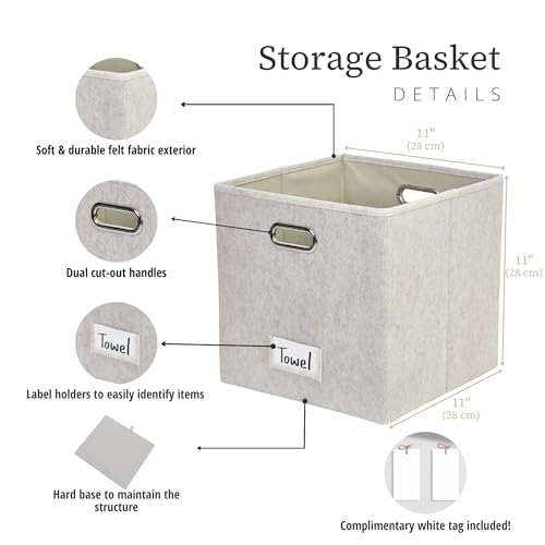 DECOMOMO Felt Storage Bins, 11 inch Cube Storage Bin with Labels for Shelves Kallax (Cube 11" / 6pcs, Beige) - color: Beige, size: Cube 11" / 6pcs