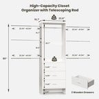 COSIEST Closet System, Closet Organizer with Drawers and Expandable Hanging Rods, Closet Organizer System, Walk-in Closet Wardrobe Clothes Rack, I Shaped