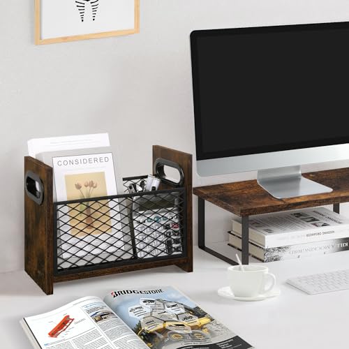 YINMIT Magazine Holder, Magazine Rack for Desktop and Home Office, Farmhouse File Storage Basket for Letters, Magazines, Books, Newspapers (Small) - size: Small