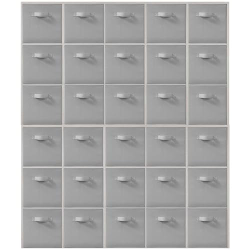 Storage Bins, 11 Inch Fabric Storage Cubes, Collapsible Cube Storage Box, Fabric Closet Organizers with Handle for Home, Office, Cabinet, Closets, Bedroom, Living Room, Grey, 30 Set - color: Grey, size: 30 Pack