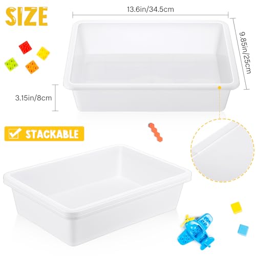 Hoteam 10 Pcs Flat Storage Organizer Tray Bin Paper Tray for Classroom Plastic Stackable File Organizer for School Office Teacher Book Organization(White,13.78 x 9.84 x 3.15 Inch) - color: White, size: 13.78 x 9.84 x 3.15 Inch