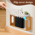 Router Shelf Wall Mount, WiFi Router Box Hider & Modem Storage Box with Cable Holes | Cable Management Organizer for Router, Modem, Power Strip | Light Brown, 13.9"x4.33"x7.68"