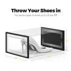SEE SPRING X-Large Shoe Storage Box Fit Size 11, Clear Plastic Stackable Shoe Organizer for Closet, Space Saving Foldable Shoe Rack Sneaker Container Bin Holder, 15 Pack Black