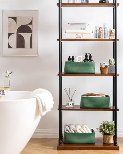 Small Woven Basket, 12 x 8 x 4.5 Inches, Storage Basket for Organizing, Cute Small Rope Shelf Closet Cube Storage Bins Baskets for Shelves, Dog Toy Gift Baskets Empty, 3 Packs, Green - color: Green, size: 12"L x 8"W x 4.5"H