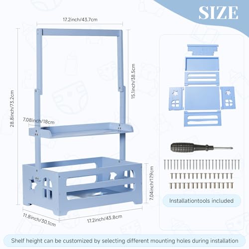 Baby Shower Crate Closet, Gender Reveal Storage Box with Wooden Baby Clothing Display Rack, Nursery Closet Organizer with Hanging Rod, Shelf & Toy Crate for Newborn Boy or Girl - Blue - color: Blue