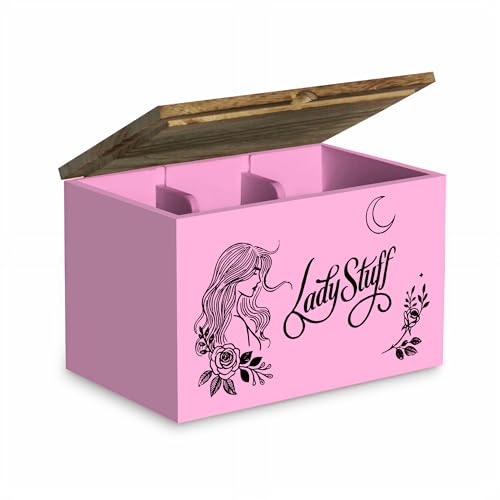 Tampon Holder for Bathroom Tampon Storage Feminine Product Organizer Pad and Tampon Organizer Tampon Container Lady Stuff Box Wood Bathroom Accessories Gift for Woman Girl, Pink - color: Rose-Pink