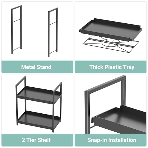 Bathroom Organizer Countertop, 2 Tier Counter Storage Shelf for Makeup Perfume Skincare Cosmetic Beauty Product, Small Vanity Countertop Tray Stand Rack Holder for Mens Bathroom Sink Dresser, Black - color: Black